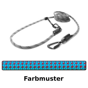 EASYLONG Hundeleine TWIST - L - 2m - hellblau mit roten Punkten